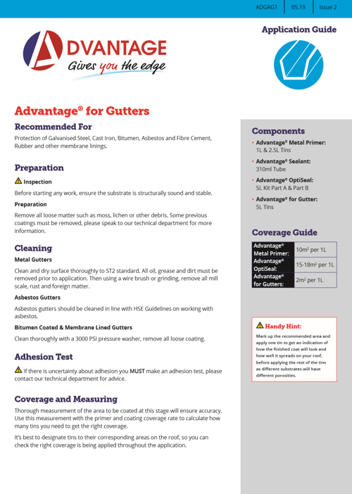 Application Guide | Advantage Gutter Repair | Single component | Solvent free,