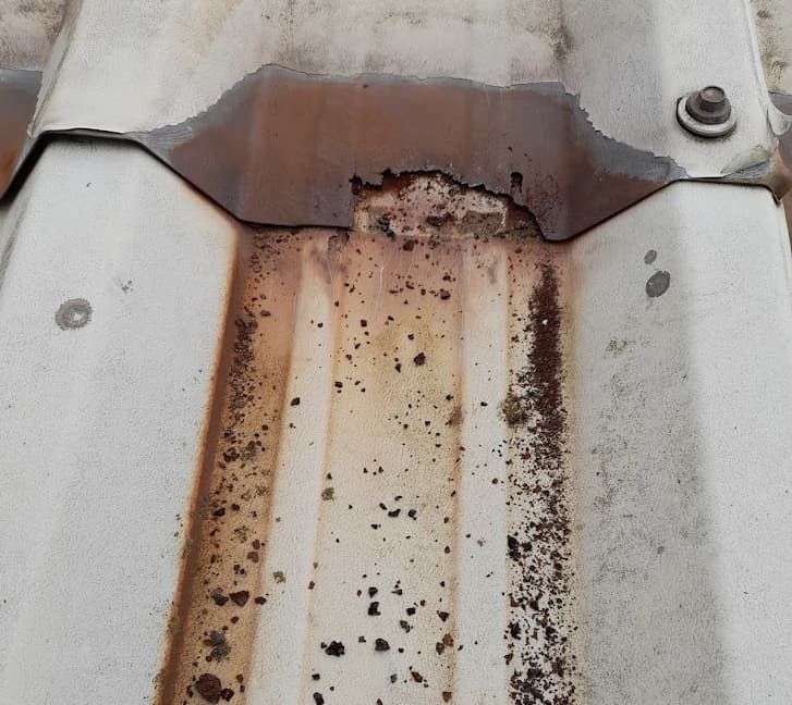 Corroded rusted metal roof